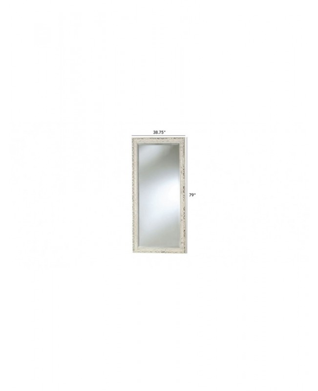 Distressed decorative carved floor mirror